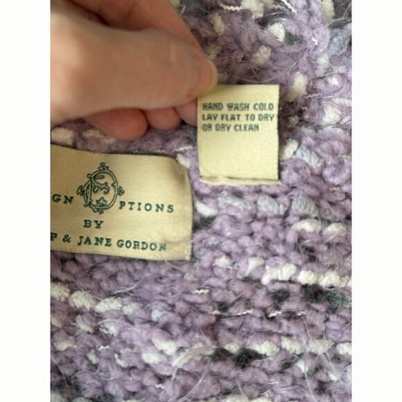 Design Options Women’s Sleeveless Cardigan Sz Large Purple Fringe Boho Chunky - Picture 5 of 7